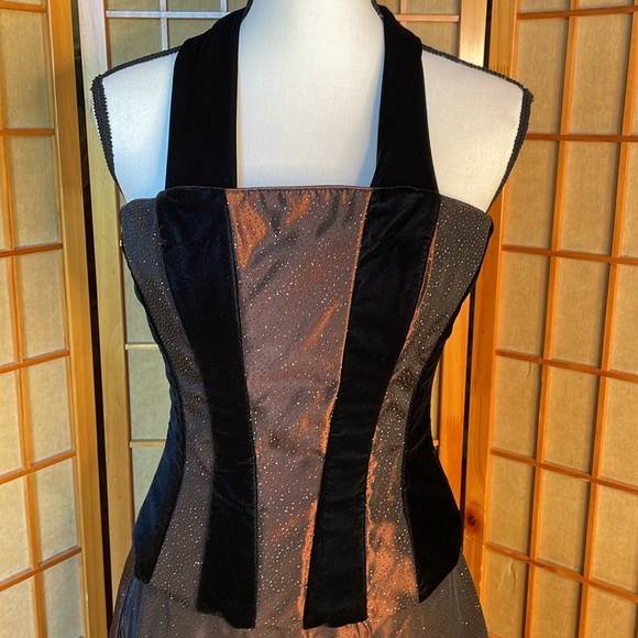 Scott McClintock Dress 3 pc Top Skirt Jacket Brown Taffeta Dress - Picture 6 of 16